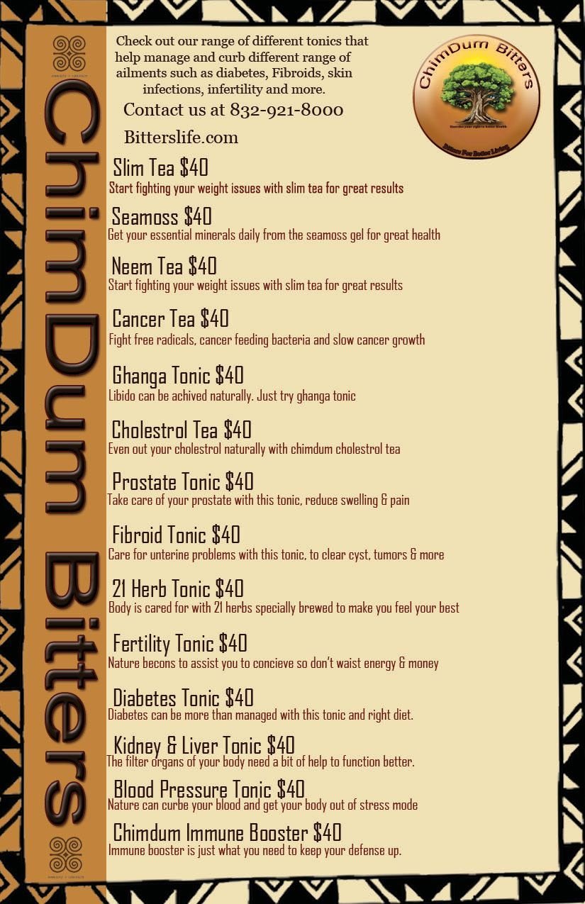 Chimdum Bitters Recipe Chart Poster